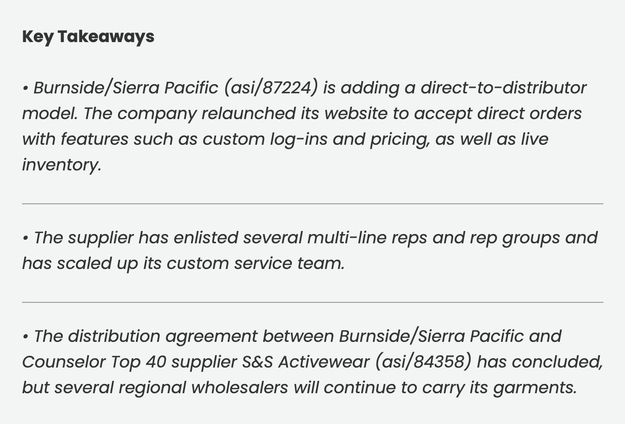 NEWS January 21, 2026  Burnside/Sierra Pacific Adds Direct-Order Capabilities, Broadens Promo Support Team By C.J. Mittica