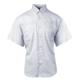 Buy white Burnside Baja Island Short Sleeve Fishing Shirt - B2297