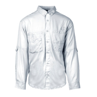 Buy white Burnside Baja Island Long Sleeve Fishing Shirt - B2299