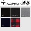 MENS FULL ZIP ARCTIC POLAR FLEECE VEST - B3012