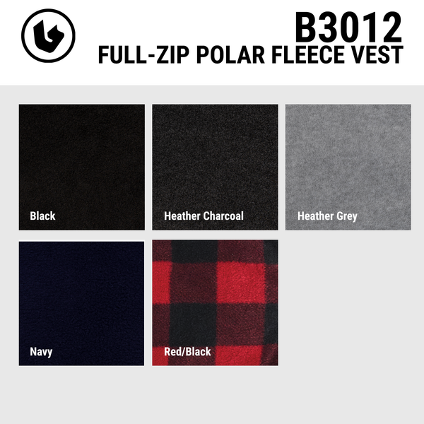 MENS FULL ZIP ARCTIC POLAR FLEECE VEST - B3012
