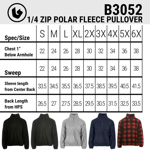 MENS 1/4 ZIP POLAR FLEECE PULLOVER - B3052