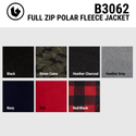 MENS FULL ZIP POLAR FLEECE JACKET - B3062
