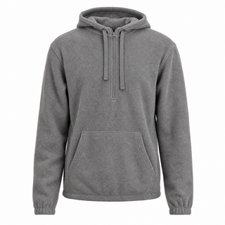 Buy heather-grey MENS 1/4 ZIP POLAR FLEECE  HOODIE - B3600