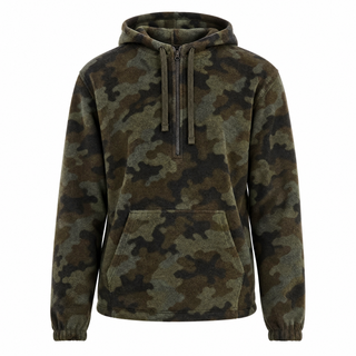 Buy green-camo MENS 1/4 ZIP POLAR FLEECE  HOODIE - B3600