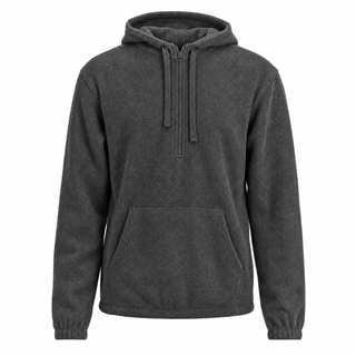 Buy heather-charcoal MENS 1/4 ZIP POLAR FLEECE  HOODIE - B3600