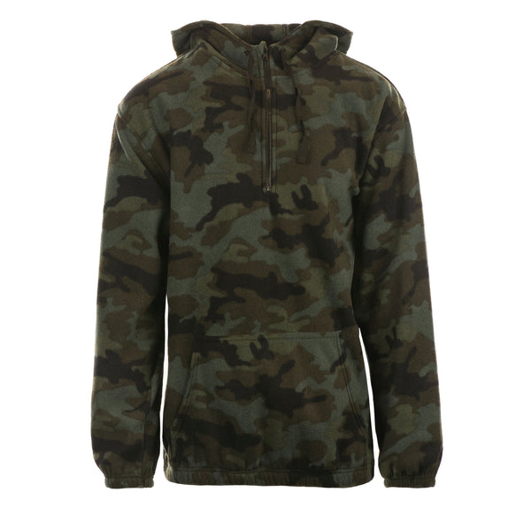 MENS 1/4 ZIP POLAR FLEECE  HOODIE - B3600