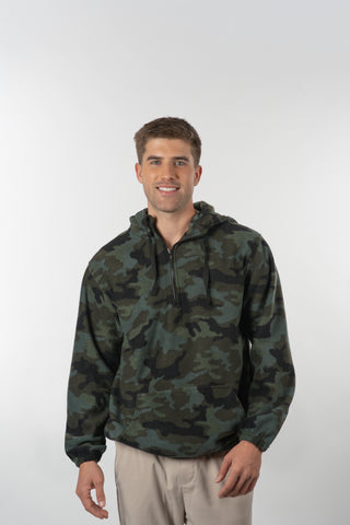 MENS 1/4 ZIP POLAR FLEECE  HOODIE - B3600
