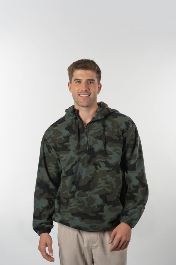 MENS 1/4 ZIP POLAR FLEECE  HOODIE - B3600