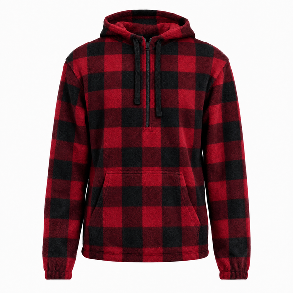 MENS 1/4 ZIP POLAR FLEECE  HOODIE - B3600