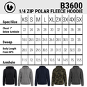 MENS 1/4 ZIP POLAR FLEECE  HOODIE - B3600