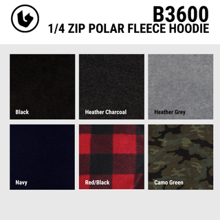 MENS 1/4 ZIP POLAR FLEECE  HOODIE - B3600