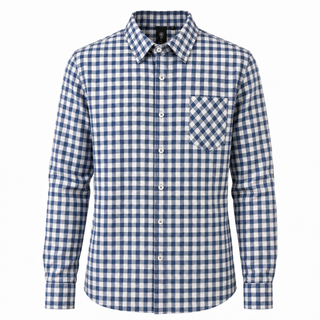 Buy navy-white-gingham MENS STRETCHED POPLIN - B3291