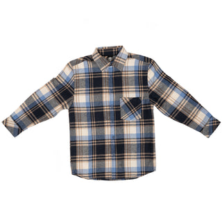 Buy blue-ecru Burnside Traditional &quot;One Pocket&quot; Youth Flannel - B4212