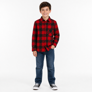 BOYS LONG SLEEVE Y/D FLANNEL SHIRT - B4212
