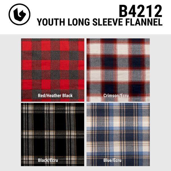 BOYS LONG SLEEVE Y/D FLANNEL SHIRT - B4212