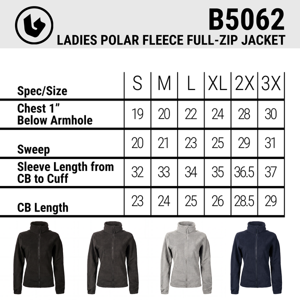 LADIES FULL ZIP POLAR FLEECE JACKET - B5062