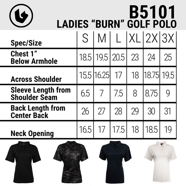 LADIES BURN GOLF POLO - B5101