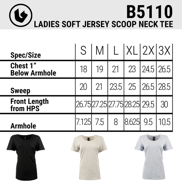 LADIES SOFT JERSEY DAWN TO DUSK SCOOP NECK TEE  - B5110