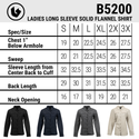 BURNSIDE LADIES LONG SLEEVE Y/D SOLID FLANNEL SHIRT - B5200