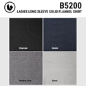 BURNSIDE LADIES LONG SLEEVE Y/D SOLID FLANNEL SHIRT - B5200
