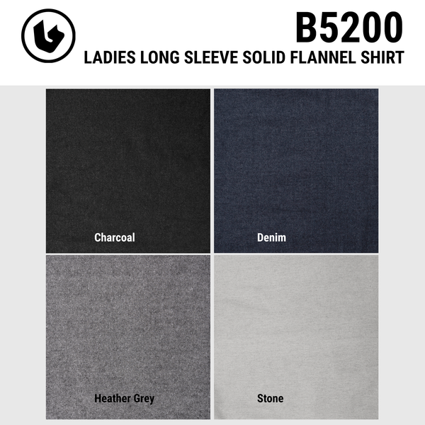 BURNSIDE LADIES LONG SLEEVE Y/D SOLID FLANNEL SHIRT - B5200