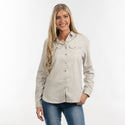 BURNSIDE LADIES LONG SLEEVE Y/D SOLID FLANNEL SHIRT - B 5200