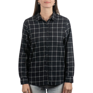 Buy navy-white Burnside Ladies Boyfriend Flannel - B5215