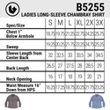 BURNSIDE LADIES  LONG SLEEVE CHAMBRAY SHIRT - B5255