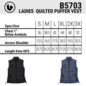 LADIES BURNSIDE QUILTED PUFFER VEST - B5703