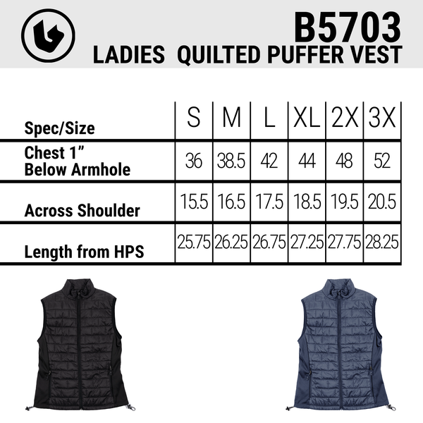 LADIES BURNSIDE QUILTED PUFFER VEST - B5703