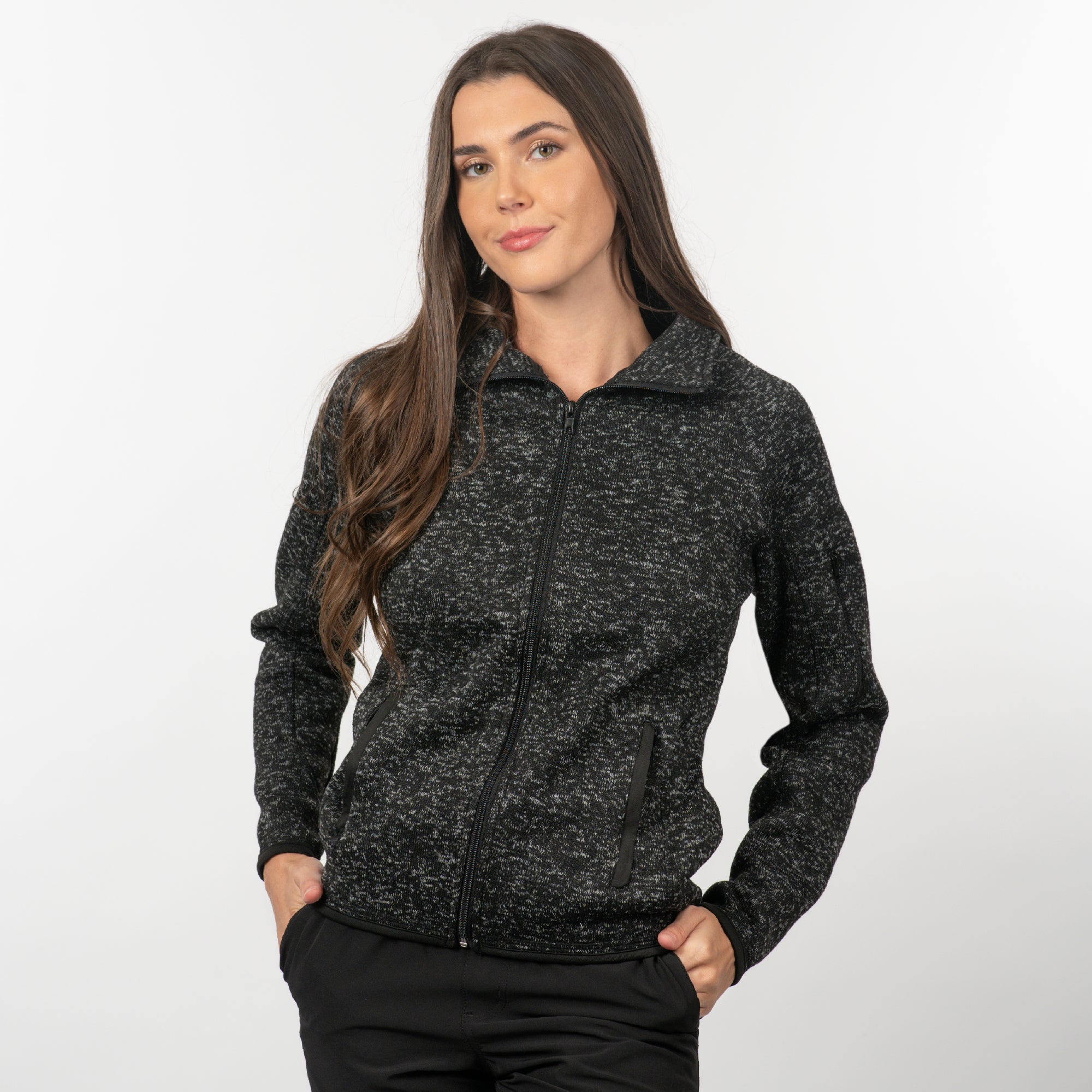 LADIES FULL ZIP SWEATER KNIT JACKET - B5901 | Burnside Sierra