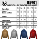 LADIES FULL ZIP SWEATER KNIT JACKET - B5901