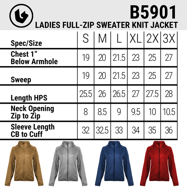 LADIES FULL ZIP SWEATER KNIT JACKET - B5901
