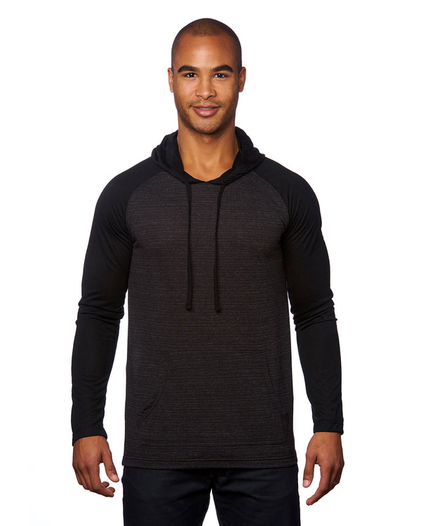 YARN DYED LONG SLEEVE KNIT HOODIE - B 8127A
