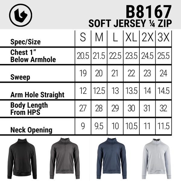 SOFT JERSEY QUARTER ZIP - B8167