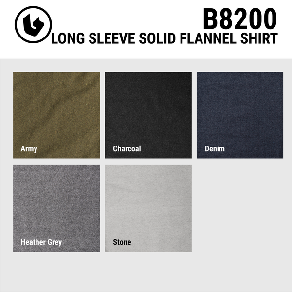 BURNSIDE MENS LONGSLEEVE Y/D SOLID FLANNEL SHIRT - B8200