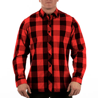 Buy red-black Burnside Long Sleeve Buffalo Plaid - B8203