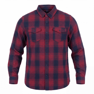 Buy crimson-navy MENS L/S Y/D PLAID FLANNEL SHIRT - B8210