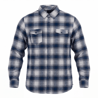 Buy ecru-blue MENS L/S Y/D PLAID FLANNEL SHIRT - B8210