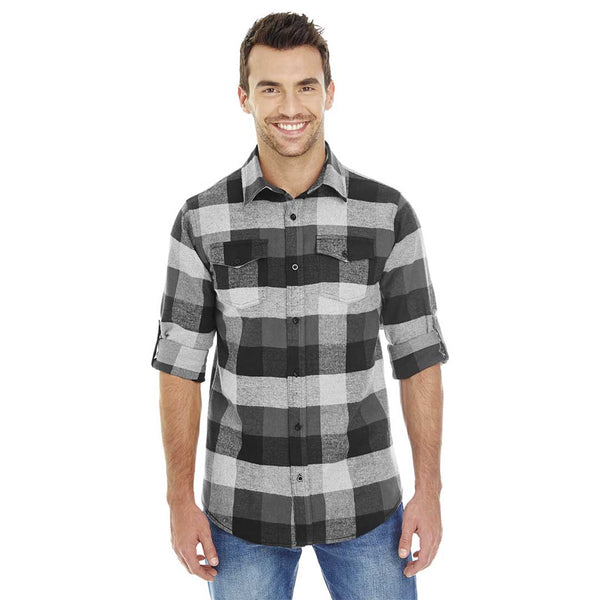 MENS L/S Y/D PLAID FLANNEL SHIRT - B 8210