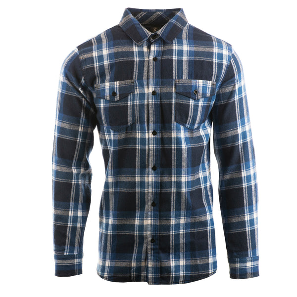 MENS L/S Y/D PLAID FLANNEL SHIRT - B 8210