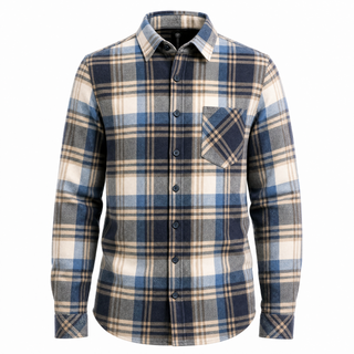 Buy blue-ecru MENS L/S Y/D PLAID FLANNEL SHIRT - B8212
