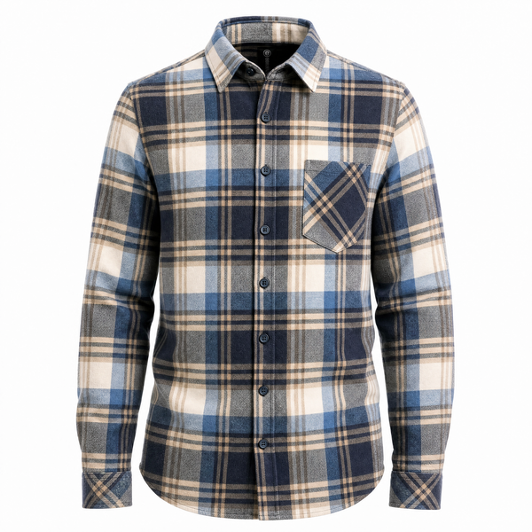MENS L/S Y/D PLAID FLANNEL SHIRT - B8212