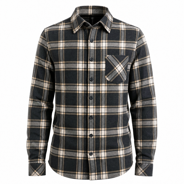 MENS L/S Y/D PLAID FLANNEL SHIRT - B8212