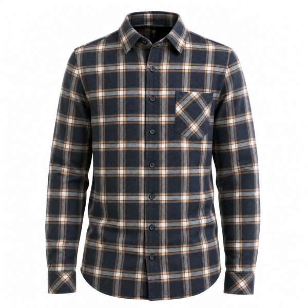 MENS L/S Y/D PLAID FLANNEL SHIRT - B8212