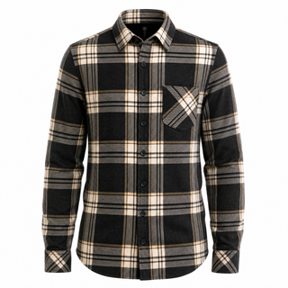 Buy black-ecru MENS L/S Y/D PLAID FLANNEL SHIRT - B8212