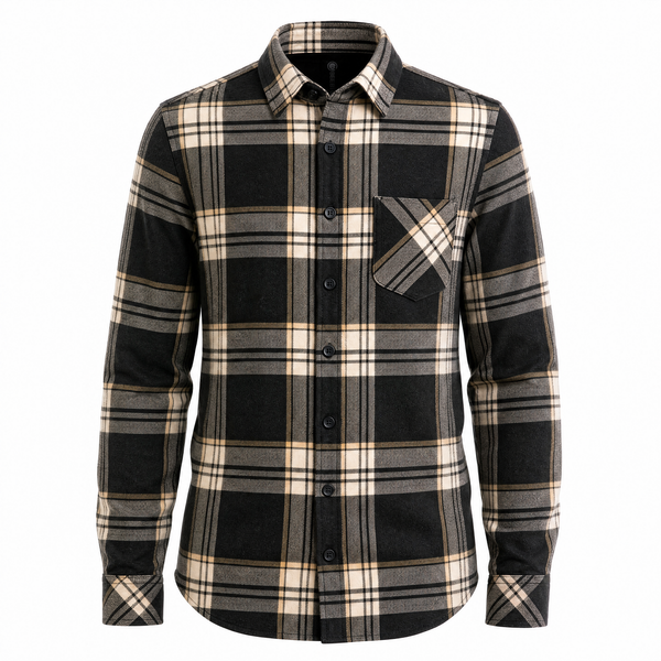 MENS L/S Y/D PLAID FLANNEL SHIRT - B8212