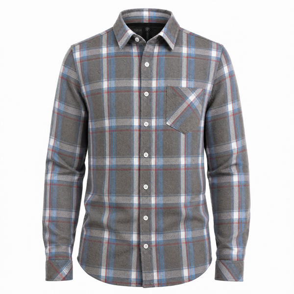 MENS L/S Y/D PLAID FLANNEL SHIRT - B8212