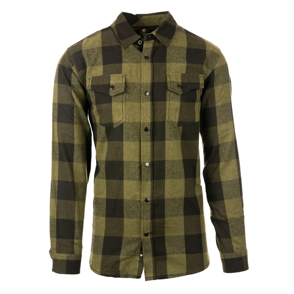 MENS L/S YD PLAID FLANNEL SNAP SHIRT - B8219